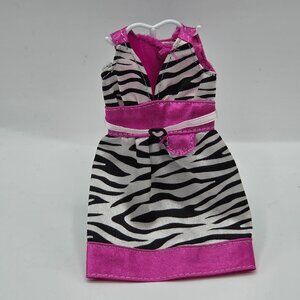 Barbie Fashion Fever Glam Getaway Dress 2007 L9802 Zebra Print & Pink Satin Trim